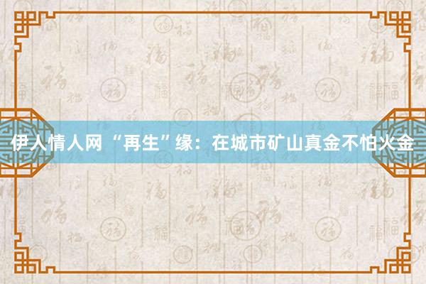 伊人情人网 “再生”缘：在城市矿山真金不怕火金