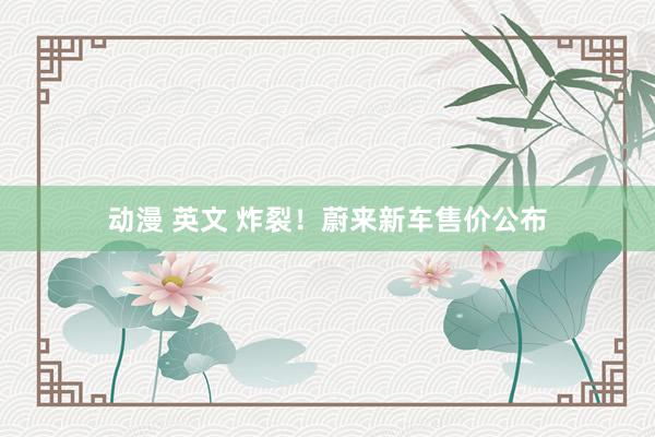 动漫 英文 炸裂！蔚来新车售价公布