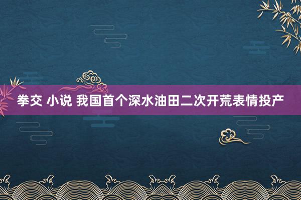 拳交 小说 我国首个深水油田二次开荒表情投产