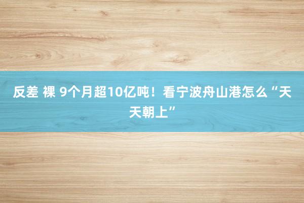 反差 裸 9个月超10亿吨！看宁波舟山港怎么“天天朝上”