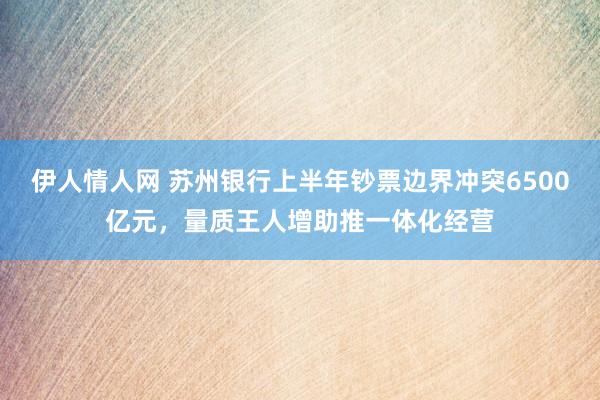 伊人情人网 苏州银行上半年钞票边界冲突6500亿元，量质王人增助推一体化经营