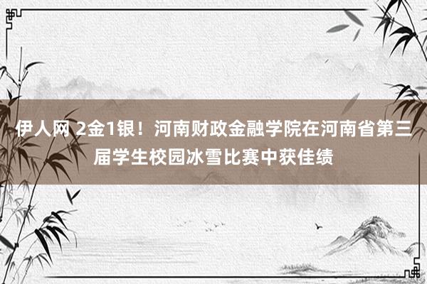 伊人网 2金1银！河南财政金融学院在河南省第三届学生校园冰雪比赛中获佳绩