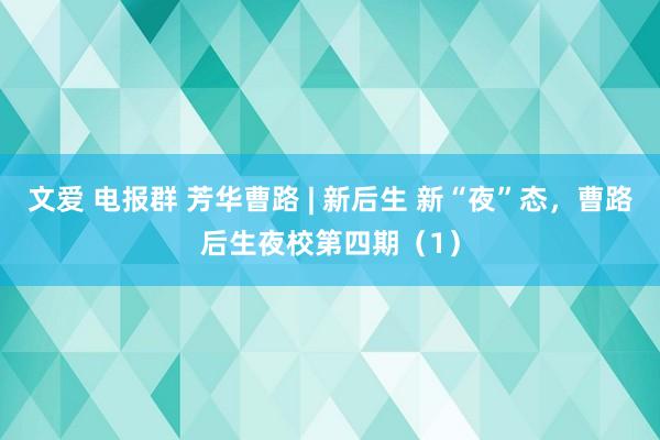 文爱 电报群 芳华曹路 | 新后生 新“夜”态，曹路后生夜校第四期（1）