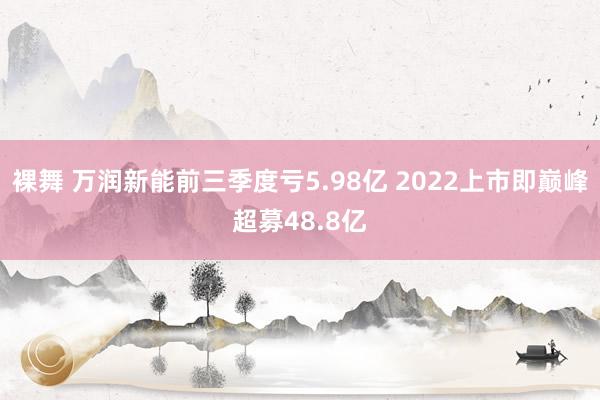 裸舞 万润新能前三季度亏5.98亿 2022上市即巅峰超募48.8亿