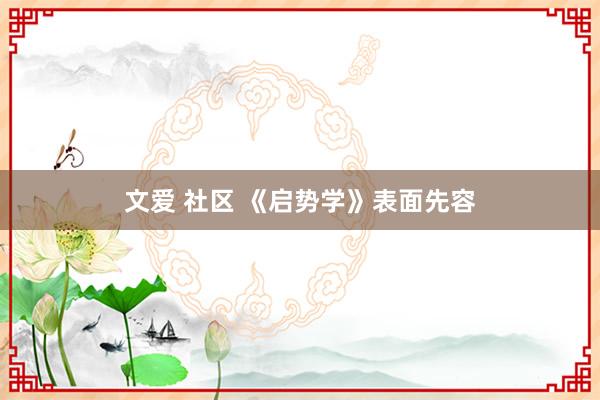 文爱 社区 《启势学》表面先容