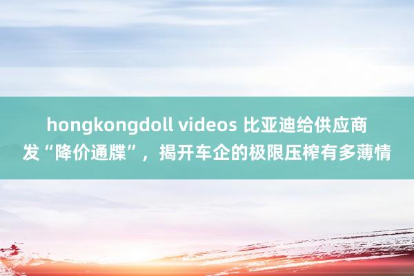 hongkongdoll videos 比亚迪给供应商发“降价通牒”，揭开车企的极限压榨有多薄情