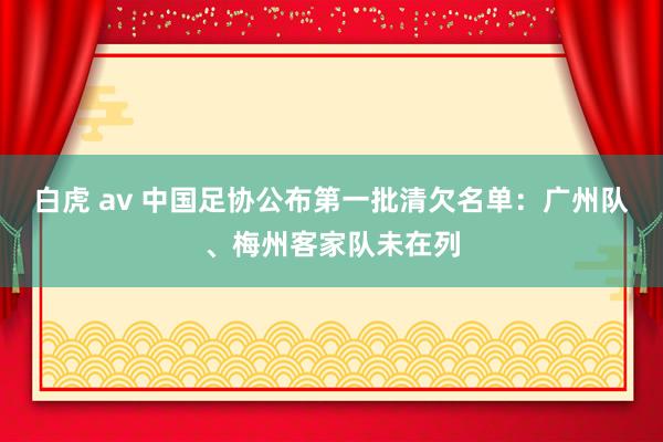 白虎 av 中国足协公布第一批清欠名单：广州队、梅州客家队未在列