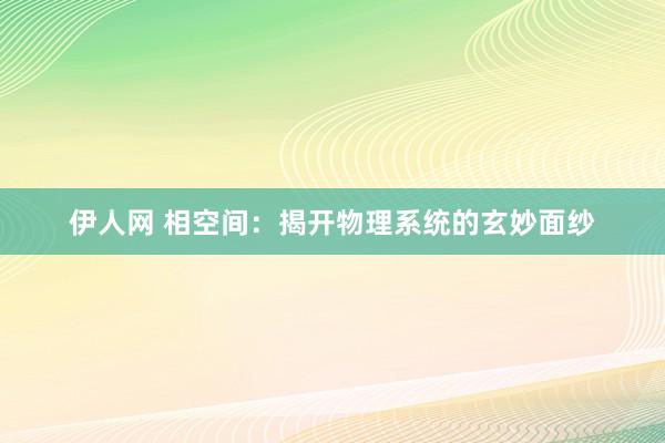 伊人网 相空间：揭开物理系统的玄妙面纱