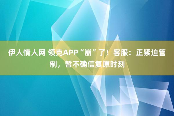 伊人情人网 领克APP“崩”了！客服：正紧迫管制，暂不确信复原时刻