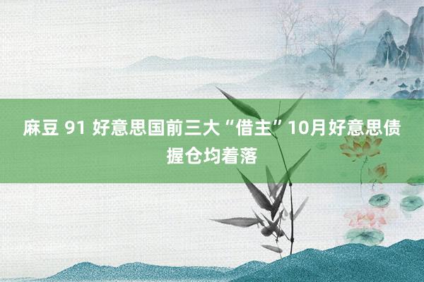 麻豆 91 好意思国前三大“借主”10月好意思债握仓均着落