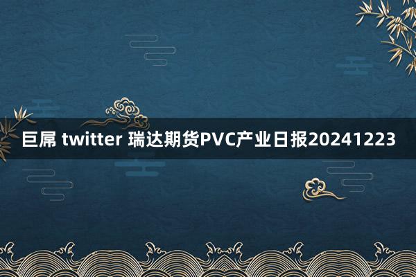 巨屌 twitter 瑞达期货PVC产业日报20241223