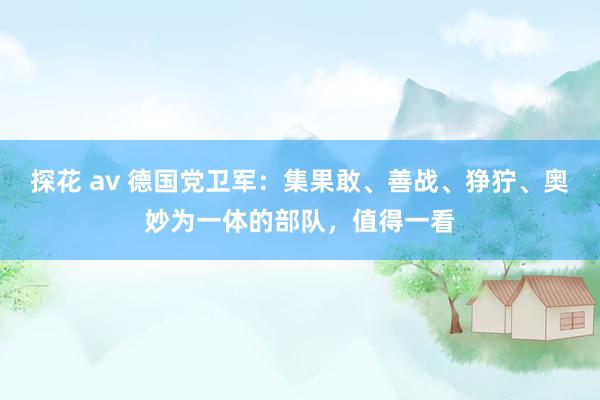 探花 av 德国党卫军：集果敢、善战、狰狞、奥妙为一体的部队，值得一看