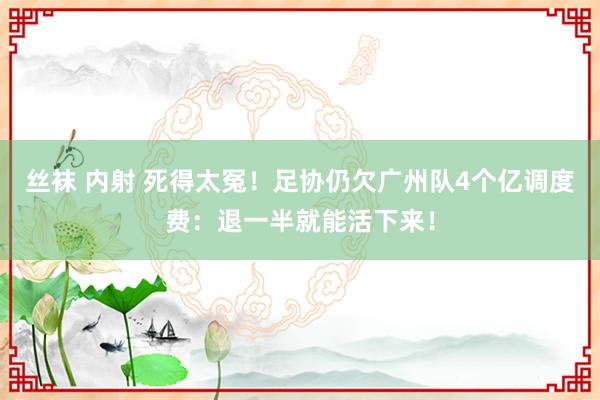 丝袜 内射 死得太冤！足协仍欠广州队4个亿调度费：退一半就能活下来！