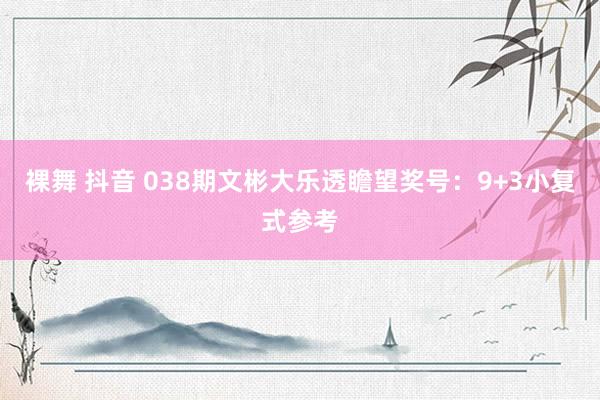 裸舞 抖音 038期文彬大乐透瞻望奖号：9+3小复式参考