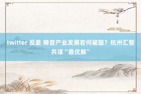 twitter 反差 畴昔产业发展若何破题？杭州汇智共谋“最优解”